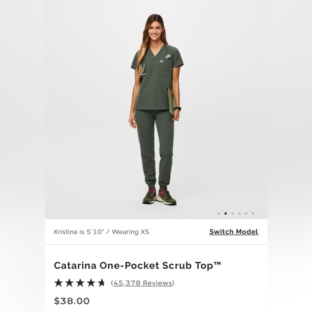 Figs Caterina Scrub Top (one pocket), Size Small